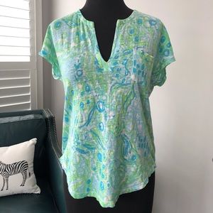 Lilly Pulitzer🌴Duval Notch Neckline Linen Top